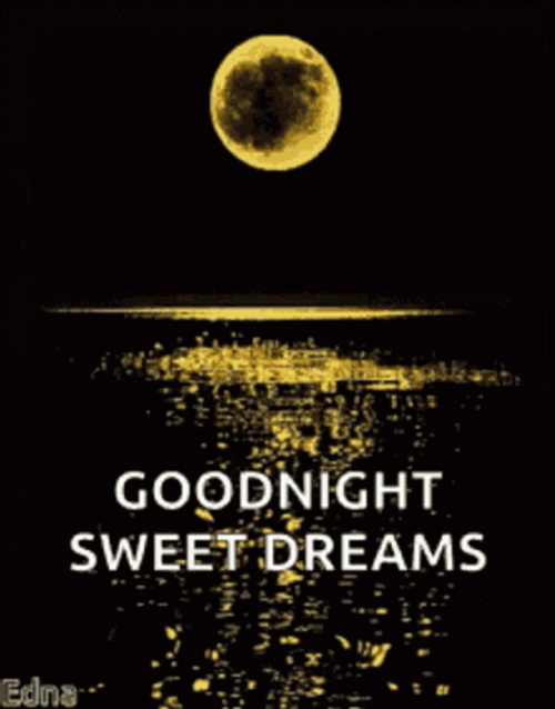 Good Night And Sweet Dreams Yellow Moon Ocean GIF