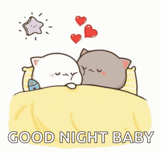 Good Night Animated Mochi Cats GIF 