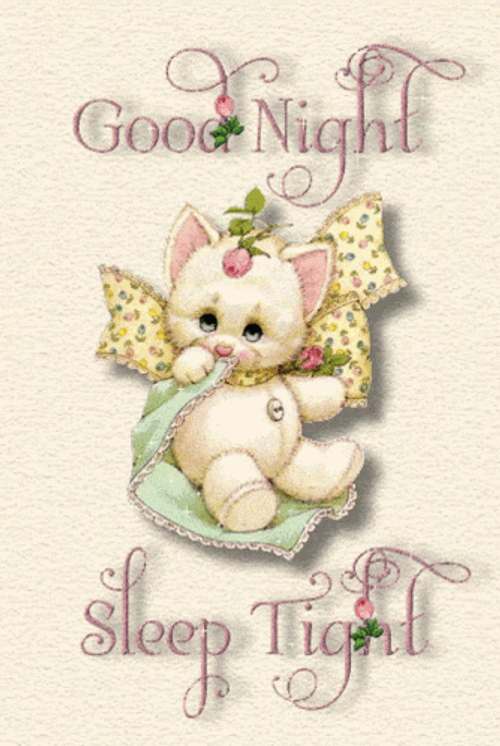 Good Night Animated Sparkling Kitten GIF