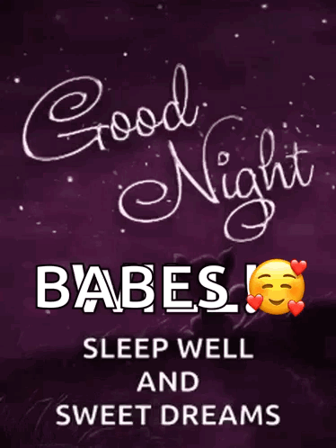 Good Night Babes Sleep Well Sweet Dreams Purple Background