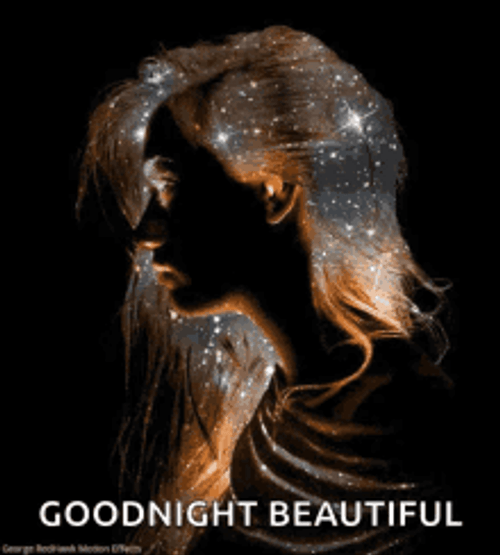 Good Night Beautiful Girl With Silver And Starry Hair GIF