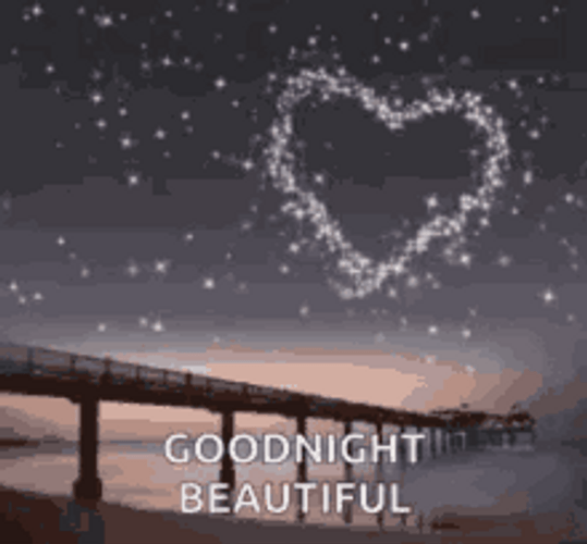 Good Night Beautiful Stars With Heart Formation GIF