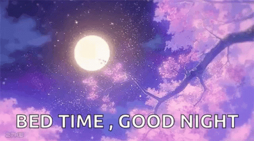 Good Night Card With Tree Branch And Full Moon GIF