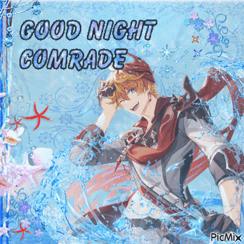 Good Night Comrade Card With Man In Water GIF