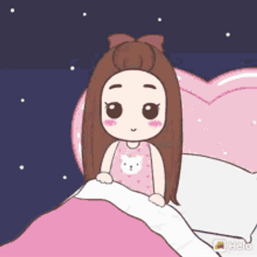 Good Night Cute Animated Girl Waving Sleep GIF