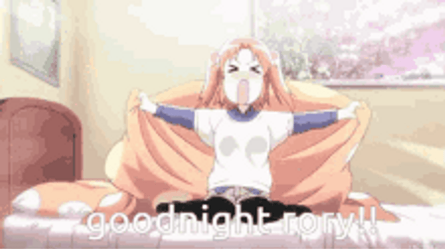 Good Night Cute Anime Girl Bed Screaming Meme GIF 