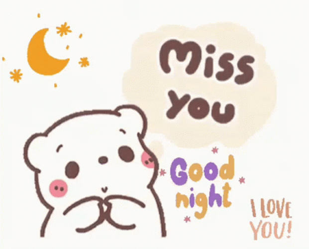 Good Night Cute Bear Miss You Greeting GIF
