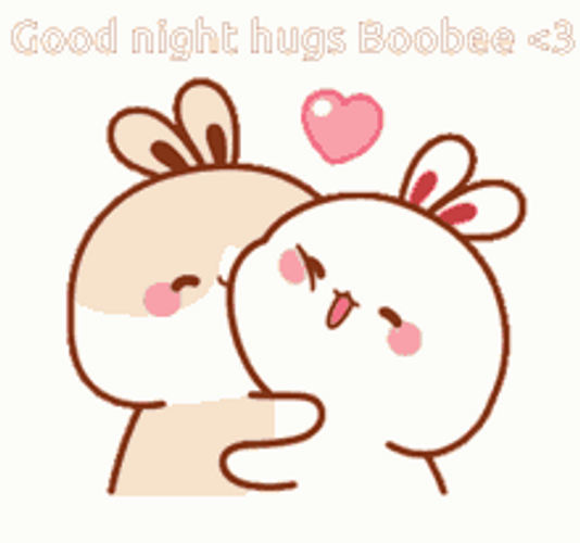 Good Night Cute Bunny Couple Kiss Cheeks GIF