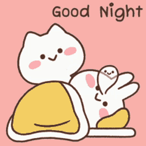 Good Night Cute Bunny Couple Pinch Cheek GIF