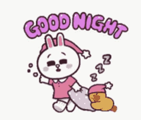 Good Night Cute Bunny Dragging Pillow Duck GIF