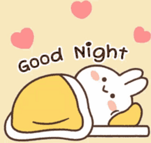 Good Night Cute Bunny Hearts Sleep GIF