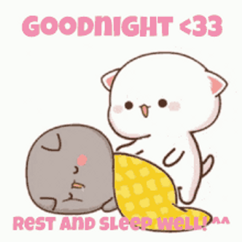 Good Night Cute Cats Peach Goma Rest Sleep GIF