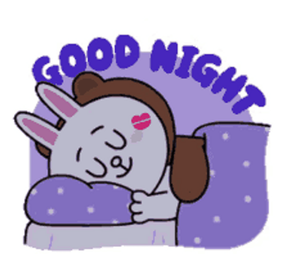 Good Night Cute Couple Bear Bunny Kiss Sleep GIF