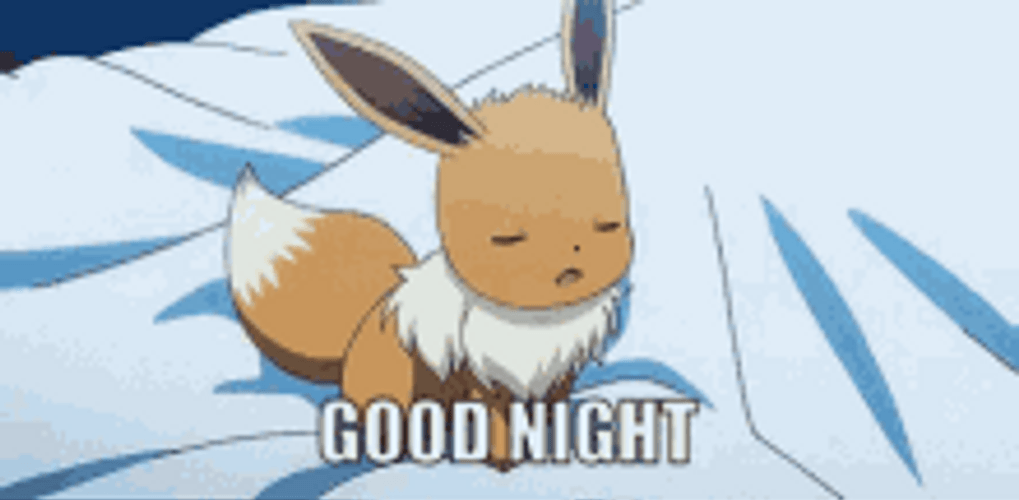 Good Night Cute Yawning Eevee Pokemon Anime GIF