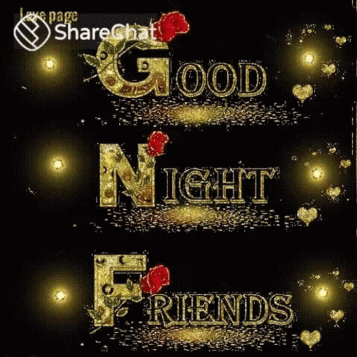 Good Night Friends Glittery Stars Graphic Design GIF