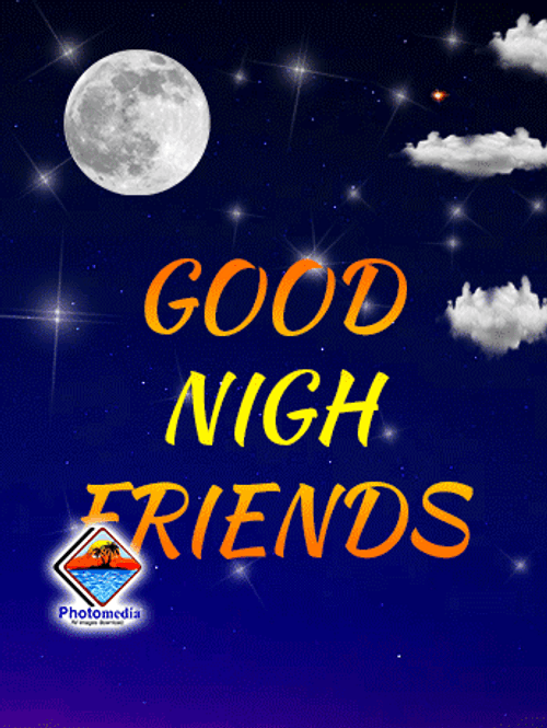 Good Night Friends Passing Clouds Animation GIF