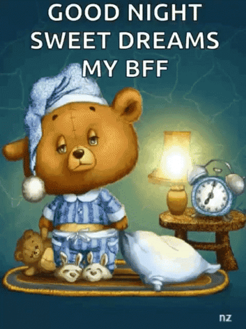 Good Night Friends Sleepy Bear Computer Design GIF