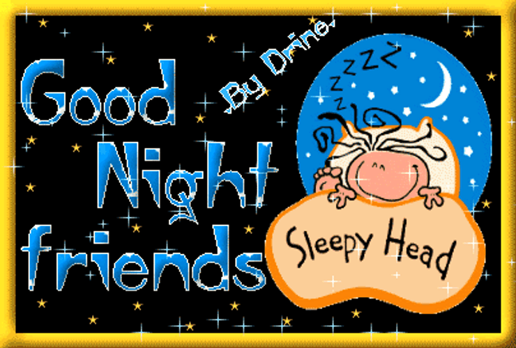 Good Night Friends Sleepy Head Fun Art GIF