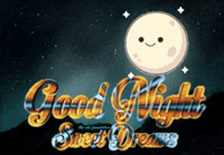 Good Night Friends Winking Moon Fun Art GIF