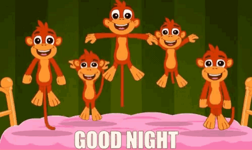 Good Night Funny Monkeys Jump GIF