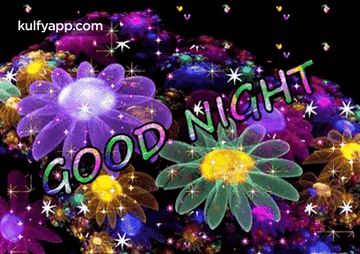 Good Night Greeting Card With Flowers GIF
