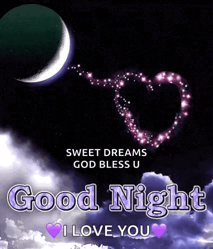 Good Night Greeting Card With Heart of Stars