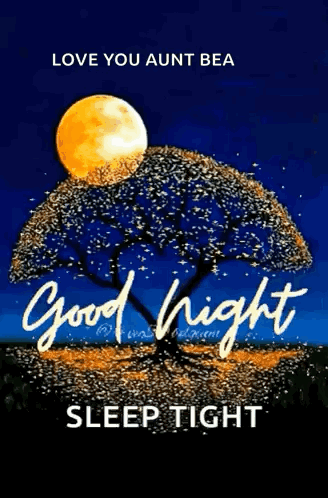 Good Night Greeting Card With Tree Love You Aunt Bea
