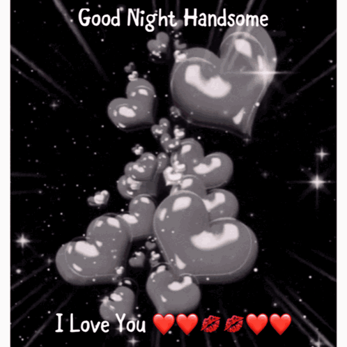 Good Night Handsome I Love You Card With Hearts GIF