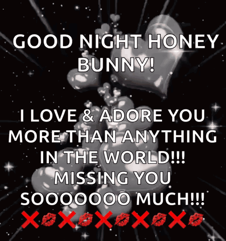 Good Night Honey Bunny With Hearts GIF