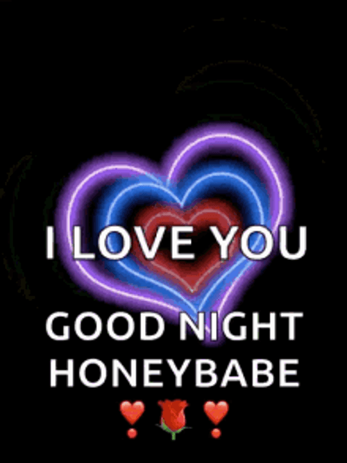 Good Night I Love You Honey Babe Neon Heart GIF