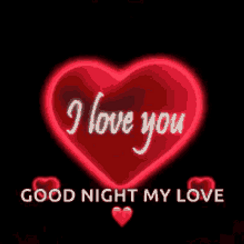 Good Night I Love You Honey Babe Neon Heart GIF