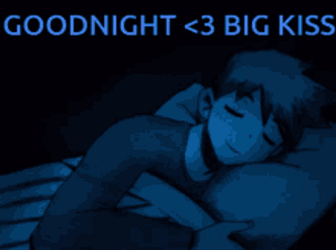 Good Night Kiss Sleeping Guy Animation GIF