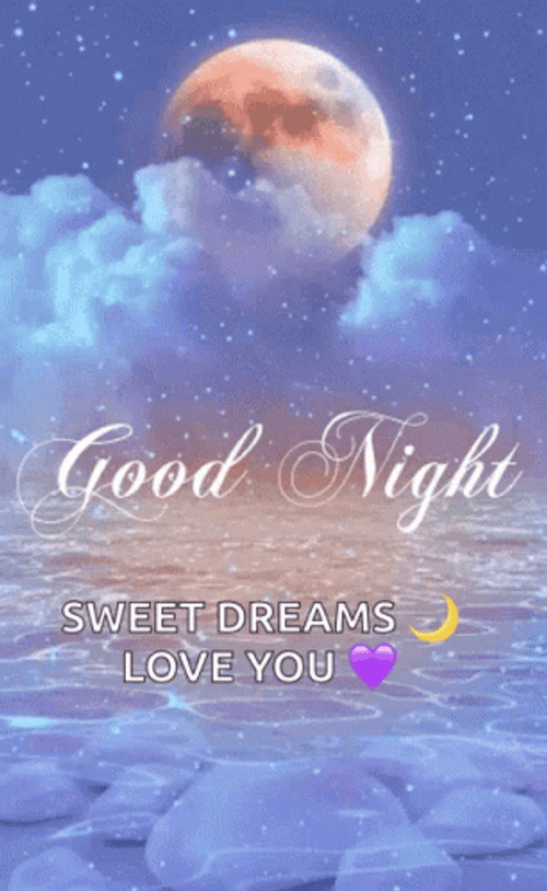 Good Night Love You Aesthetic Full Moon Water GIF