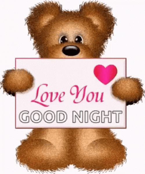 Good Night Love You Animated Bear Banner Greeting GIF