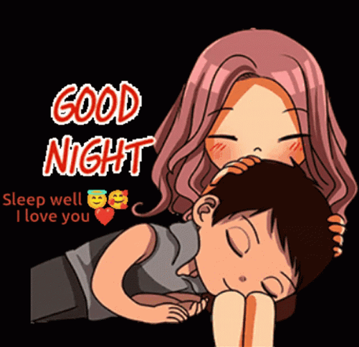 Good Night Love You Animated Sweet Couple Art GIF 