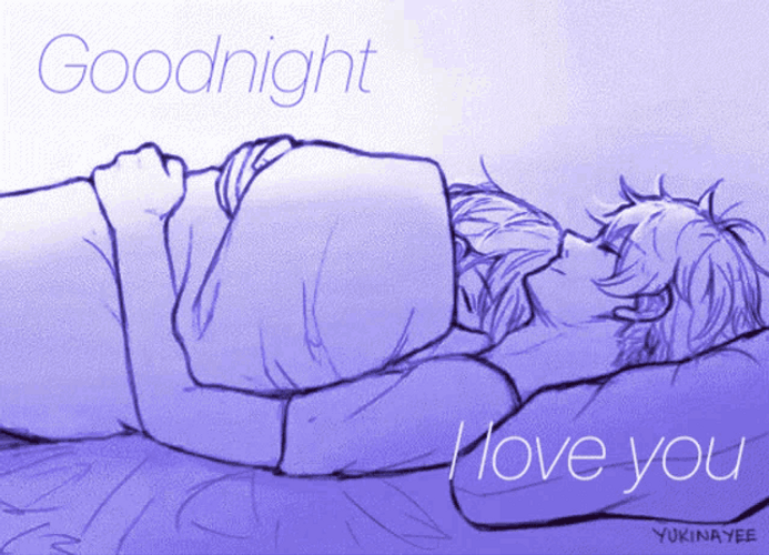Good Night Love You Couple Cuddle Sketch Art GIF