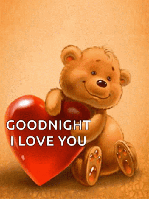 Good Night Love You Cute Teddy Bear Heart GIF
