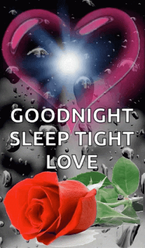 Good Night Love You Flashing Light Heart Rose GIF
