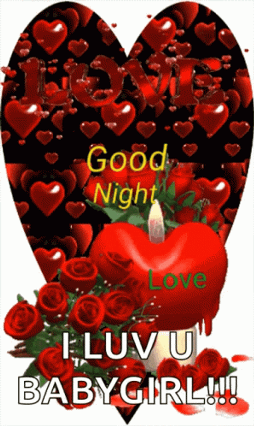 Good Night Love You Romantic Red Roses Hearts GIF