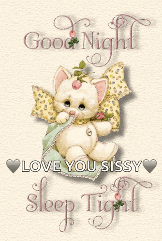 Good Night Love You Sissy Card with Cat