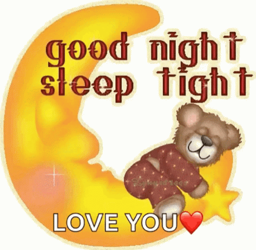 Good Night Love You Sparkling Bear Sleep Moon GIF