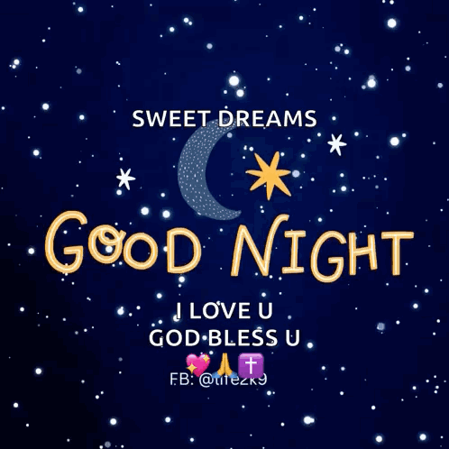 Good Night Message With Crescent Moon and Stars