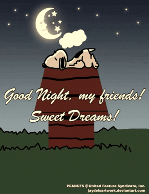Good Night My Friends Snoopy Sleeping GIF