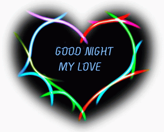 Good Night My Love Colorful Black Heart Lines GIF