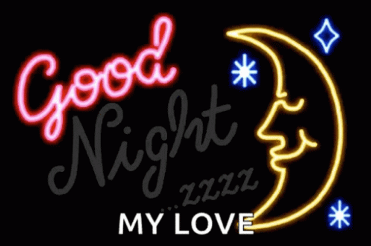 Good Night My Love Crescent Moon Animation GIF
