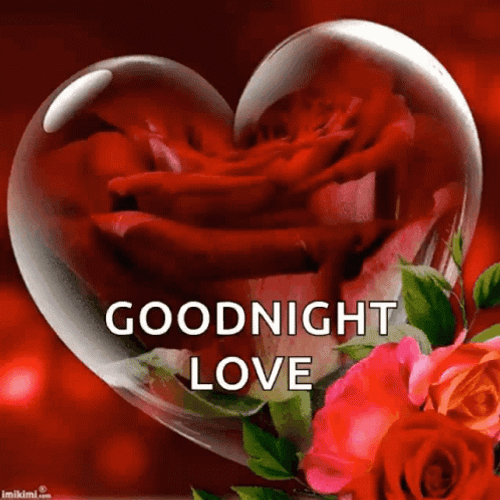 Good Night My Love Rose Glass Heart GIF