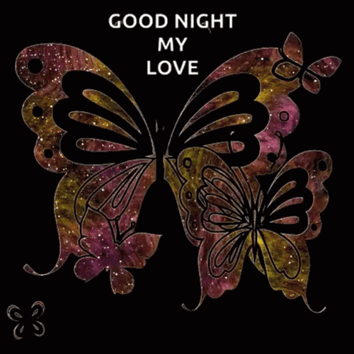 Good Night My Love Sparkling Butterfly GIF