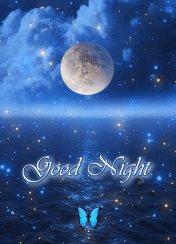 Good Night Sky Sparkle Butterfly GIF