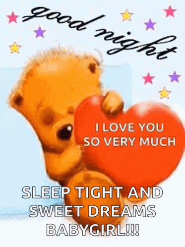 Good Night Sleep Tight Sweet Dreams Sleeping Bear GIF