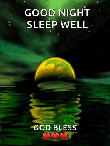 Good Night Sleep Well Green Moon